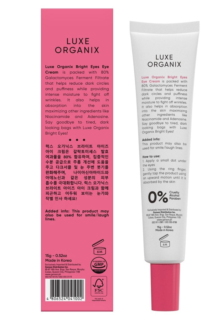 Luxe Organix Bright Eyes Eye Cream 80% Galactomyces 15g