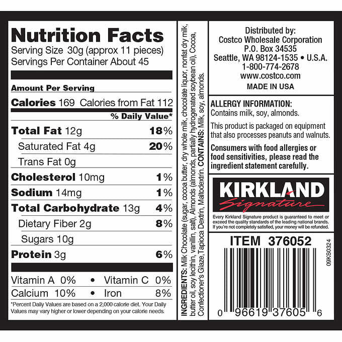 Kirkland Signature Milk Chocolate Almonds