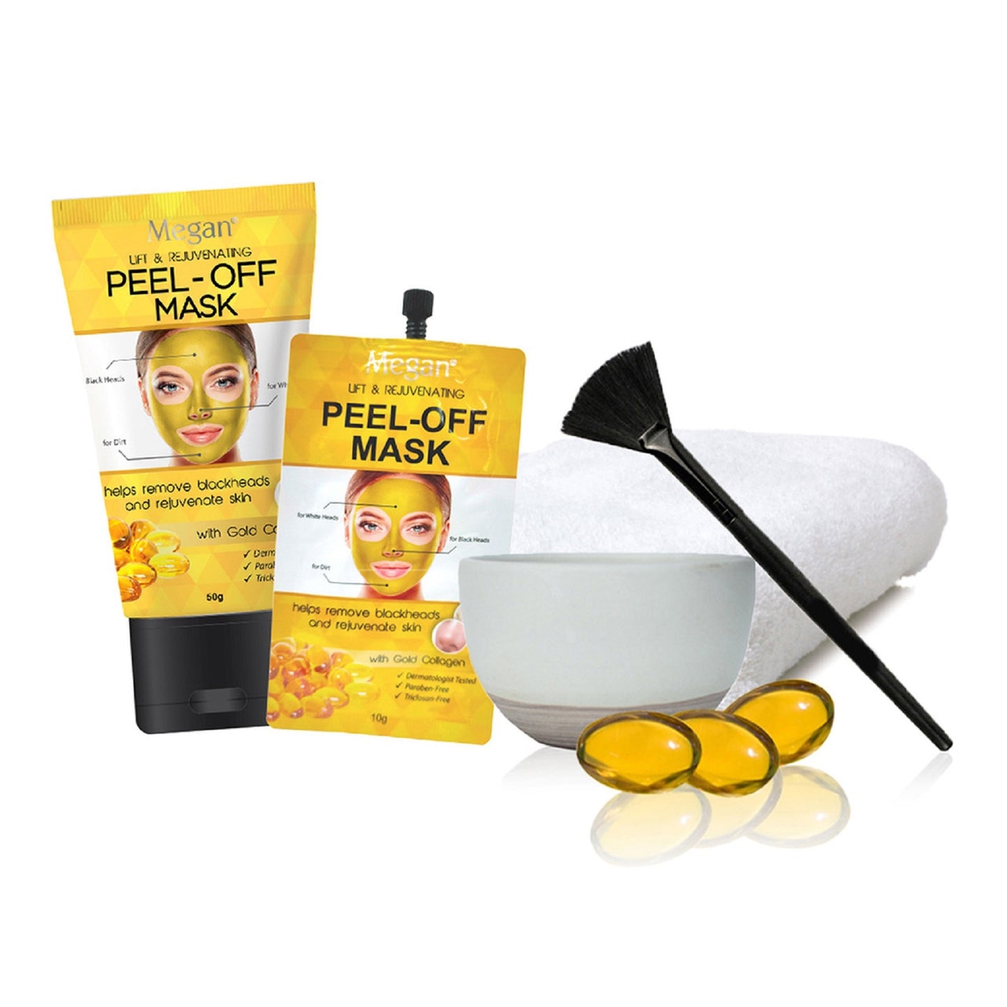 MEGAN Gold Collagen Peel Off Clay Mask 50g