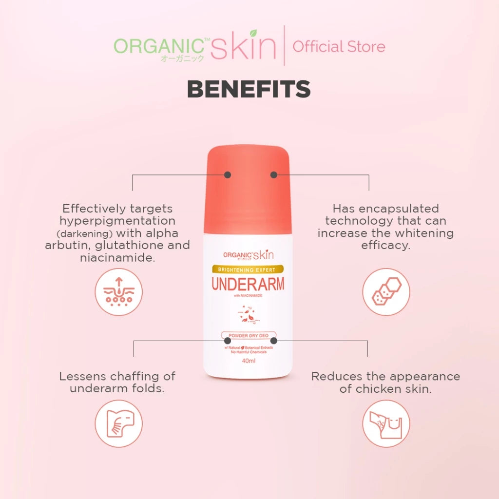 Organic Skin Japan Intensive Whitening Underarm Powder Dry Deodorant Roll on