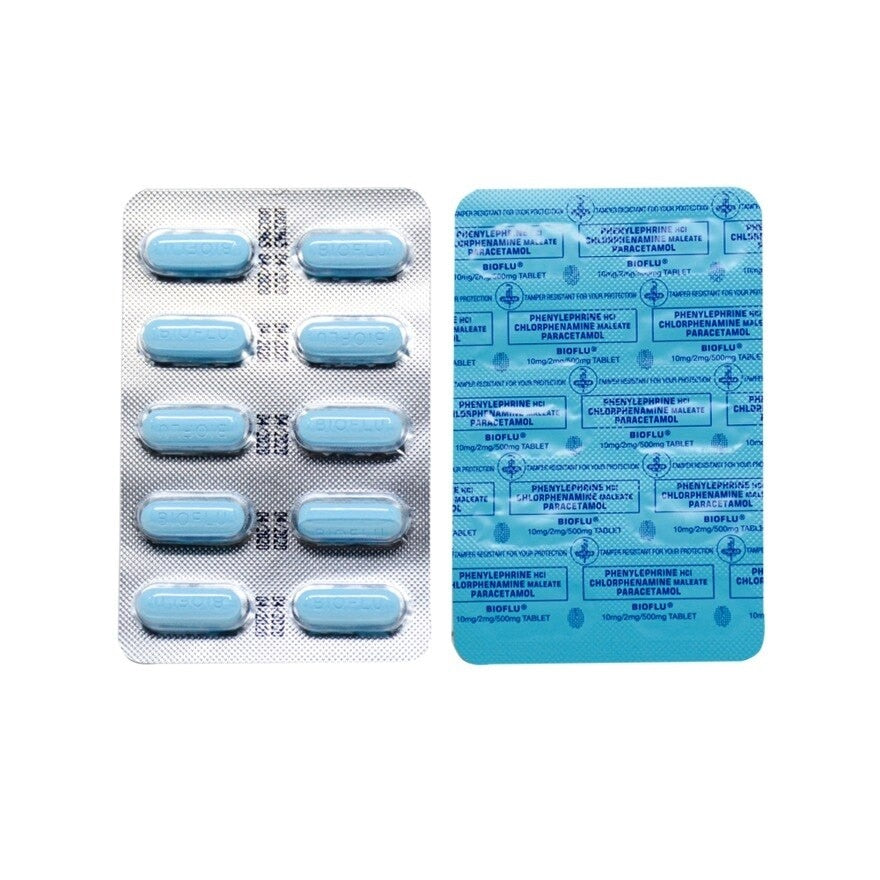 Bioflu Tablet 10s (Phenylephrine HCI + Chlorphenamine Maleate + Paracetamol)