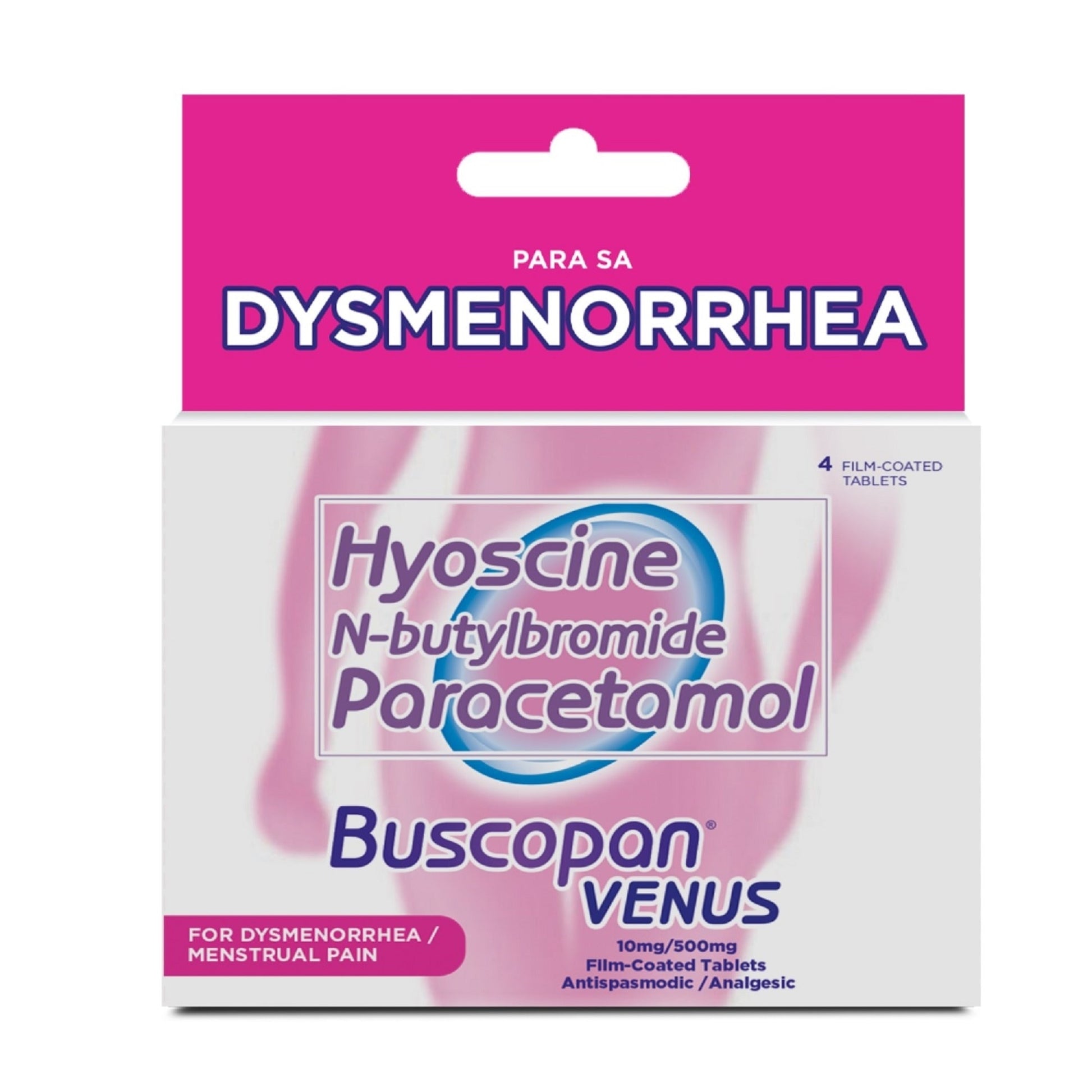 Buscopan Venus (Hyoscine + N-butylbromide + Paracetamol) 4 Film-coated Tablet